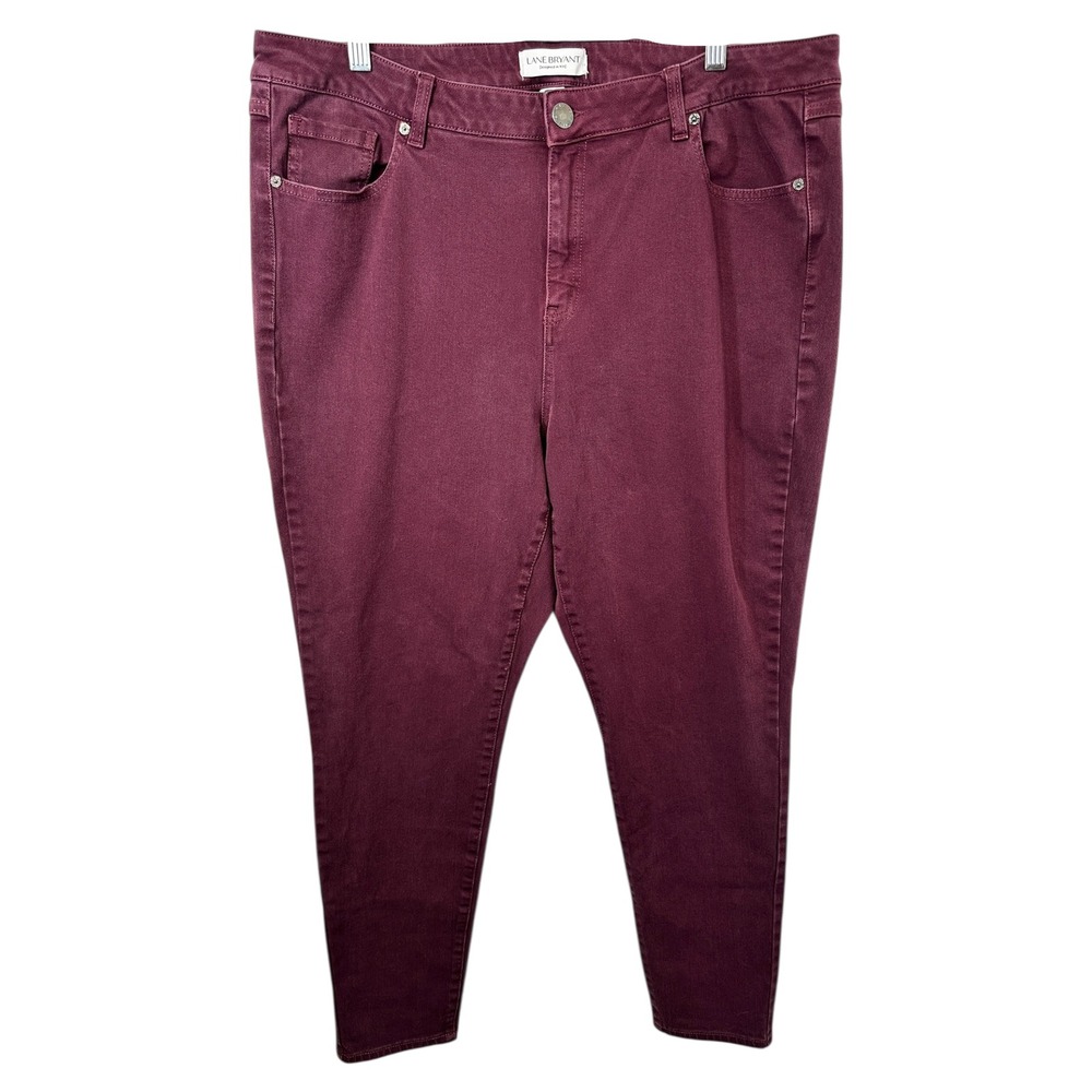 Lane Bryant Plus Size 18 Jeans High Rise Stretch Skinny Burgundy‎ Merlot